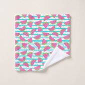 Pastèque au néon sur le motif de rayures (Gant de toilette)