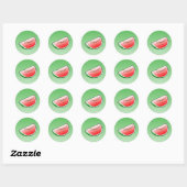 Pastèque - Autocollant Rond Classique (Feuille)