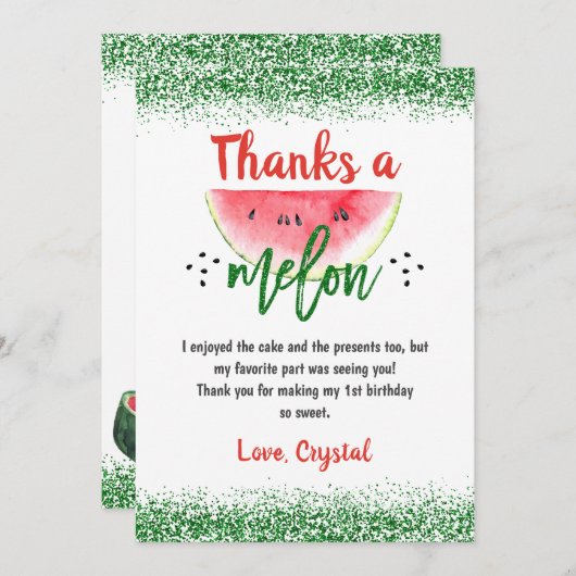 Pastèque douce Merci un melon Anniversaire (Devant / Derrière)