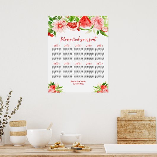 Pastèque et grenade 10 tables Tableau de siège (Cuisine)