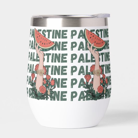 pastèque, fleurs et palestine Texte Répéter (Gauche)