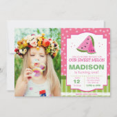 Pastèque rayée Invitation d'anniversaire avec phot (Devant)