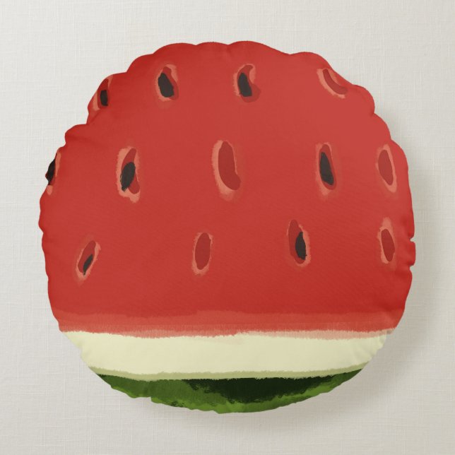 Pastèque Rouge clair Coussin rond (Devant)