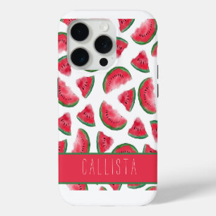 Pastèque rouge verte motif aquarelle d'été
