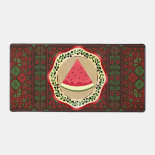 pastèque sur plaque d'olive avec tatreez palestini