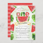 Pastèque tropicale 1er anniversaire Invitation (Devant / Derrière)