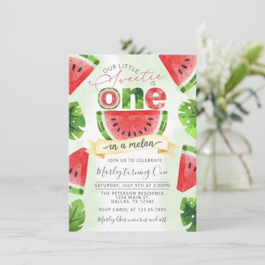 Pastèque tropicale 1er anniversaire Invitation (Debout devant)