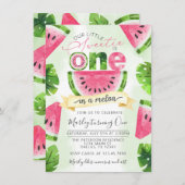 Pastèque tropicale 1er anniversaire Invitation (Devant / Derrière)
