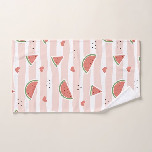 Pastèques rouges, Coeurs, Grandes Pâtes, Motif d'é (Serviette à main)