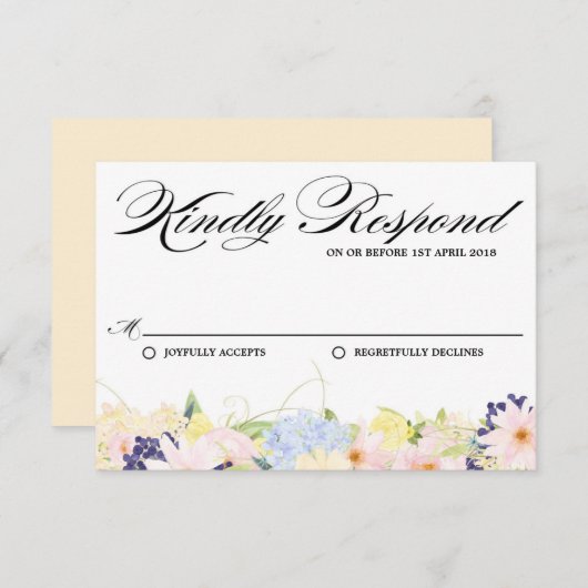 Paster Spring Flowers Mariage carte RSVP (Devant / Derrière)