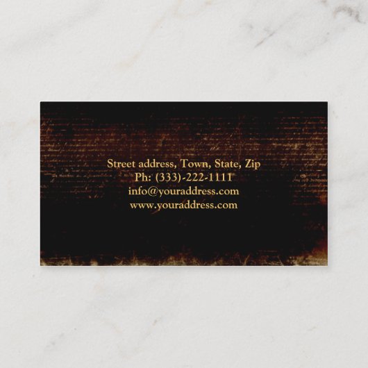 Pasteur de christianisme Carte dorée Croix foncée (Dos)