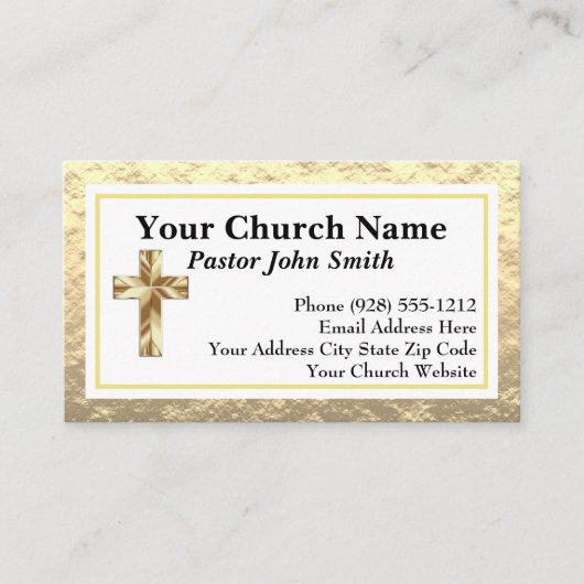 Pasteur De L'Église Or Et Cartes de visite Noirs (Devant)