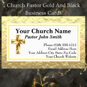Pasteur De L'Église Or Et Cartes de visite Noirs