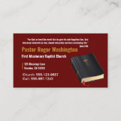 Pasteur ou diacre Bible Eglise Carte de visite (Devant)