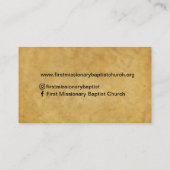 Pasteur ou diacre Bible Eglise Carte de visite (Dos)