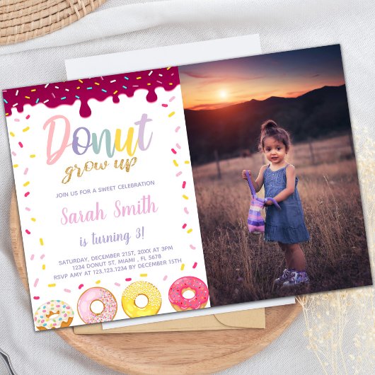 Pastil Color Donut Invitations d'anniversaire avec