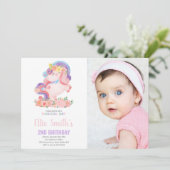 Pastil Color Unicorn Anniversaire Invitations avec (Debout devant)