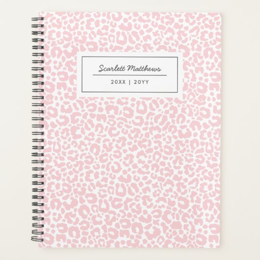 pastleopartrilpatroon Afdruknaam Roze Planner (Voorkant)