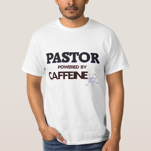 Pastor aangedreven door cafeïne t-shirt (Voorkant)