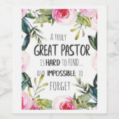 Pastor appreciatie Gift Pastor Hartelijk dank, cit Wijn Etiket (Enkel label)