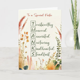 Pastor Appreciation Day Acrostic Words Wildflowers Kaart