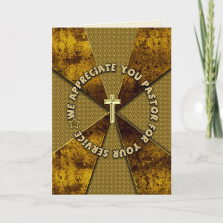 Pastor Appreciation Day Gold Cross Abstract Design Kaart
