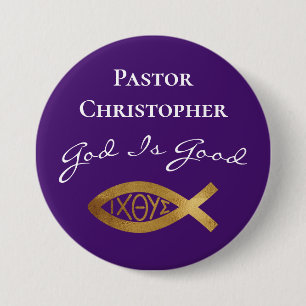 Pastor Christelijke Church God is goed ministerie Ronde Button 7,6 Cm