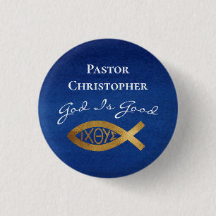 Pastor Christelijke Kerk God is goed ministerie Bl Ronde Button 3,2 Cm