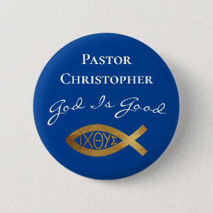 Pastor Christelijke Kerk God is goed ministerie Bl Ronde Button 5,7 Cm