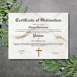 Pastor Church Certificaat van Ordinatie
