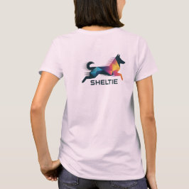 Pastor de shetland poligonal en amarillo y azul t-shirt