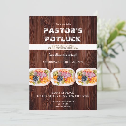 Pastor Fire & Fellowship Potluck Invitation (Debout devant)