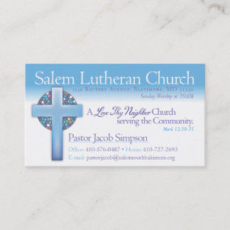 Pastor Jake Salem Lutheran Church Visitekaartje