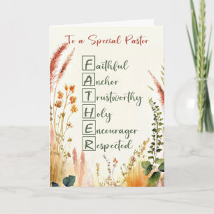 Pastor Religious Vaderdag Acrostic Words Kaart