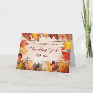 Pastor Thanksgiving dankt God herfstbladeren Kaart