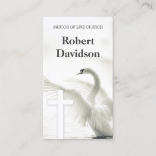 Pastor van de Church White Cross & Swan Bird Inspi Visitekaartje