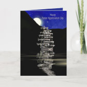 Pastor, Waardering Dag, Schip met zeilen, Nacht Kaart (Voorkant)