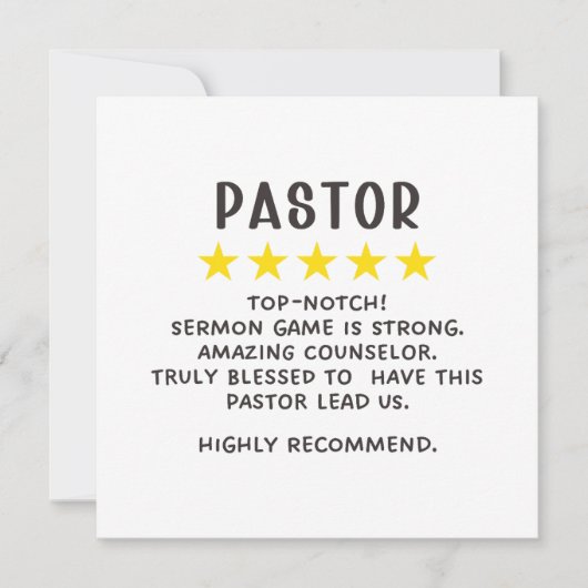 Pastor-waardering Kaart (Voorkant)