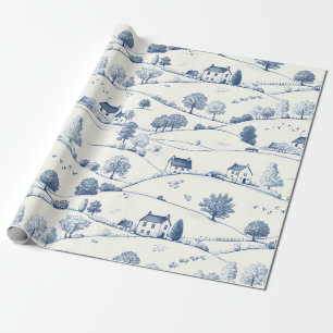 Pastoraal Blauwe Toile Landschap Klassiek Frans Cadeaupapier