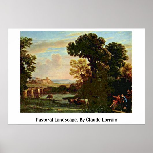 Pastoraal landschap. Door Claude Lorrain Poster (Voorkant)