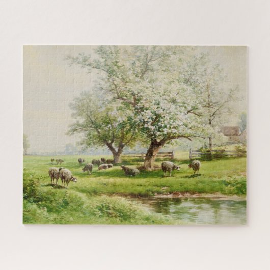 Pastoraal landschap met schapengrazing legpuzzel (Horizontaal)