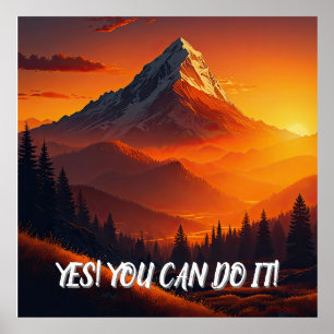 Pastoraal Sunset Mountain-landschap Poster