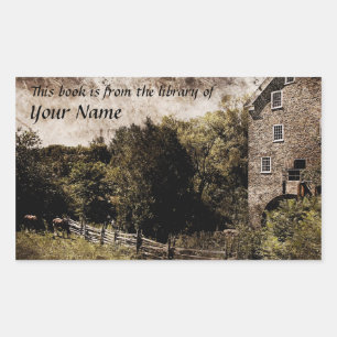 Pastorale bibliotheek sticker boekenplaat