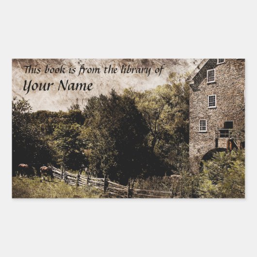 Pastorale bibliotheek sticker boekenplaat (Voorkant)