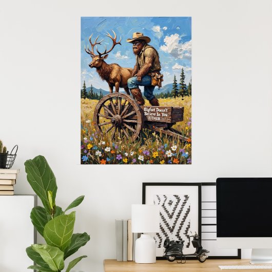 Pastorale grap: Sasquatch en het hert Poster (Thuiskantoor)