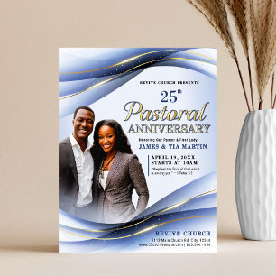 Pastorale Jubileum Blauw & Goud Kerkgidsje Flyer