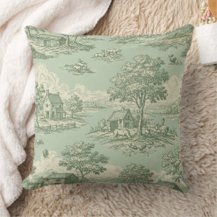 Pastorale saliegroene toile platteland boerderij s kussen