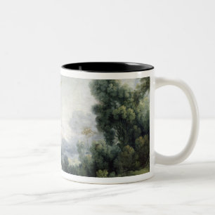 Pastorale Scene of Young Shepherd in een landschap Tweekleurige Koffiemok