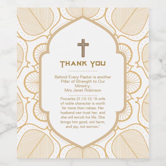 ✝️ Pastor's vrouw vrouwen Waardering Gift Dank u Wijn Etiket (Enkel label)