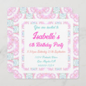 pastroze roze groene verjaardag van meisjes kaart (Voorkant / Achterkant)